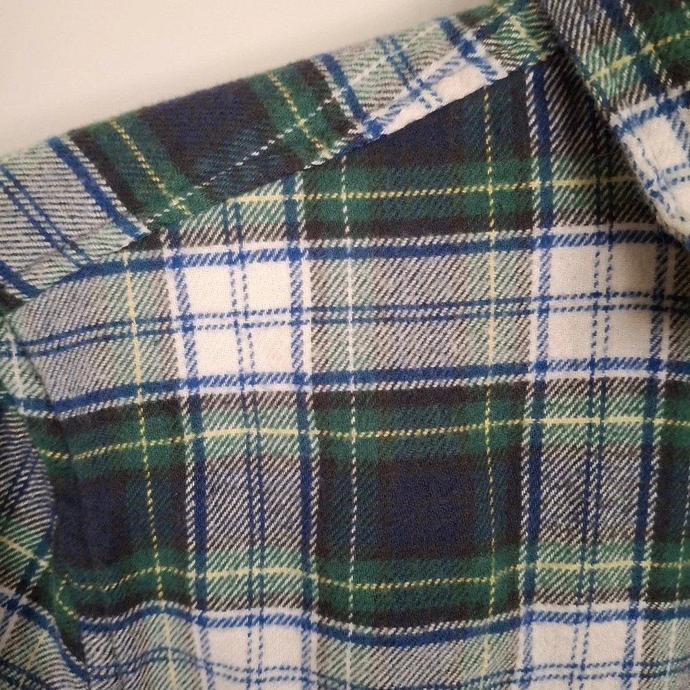 American Eagle Flannel Men's Medium Shirt Blue Green Plaid Tartan Outdoors‎ - Picture 5 of 13